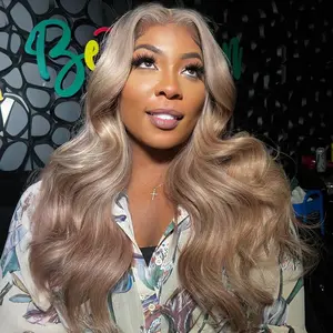 Ash Blonde Lace Front Wig Human 200% Density 13x4 HD Full And Thicker Pre Plucked Natural Hairline with Baby Hair Milk Tea Ash Blonde Hd Thin Lace Front Wigs Human Hair for Women