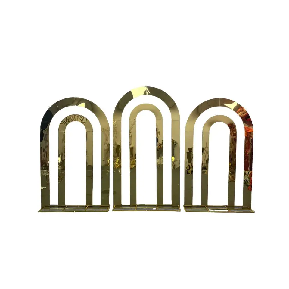 3pc Set Gold Arch Backdrop CH-I746 Iron 78.7"H & 86.6"H Place of Origin China Delivery 30-45 Days Elegant Gold Finish Iron Structure