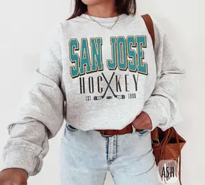 [Sale Up To 45%] Vintage San Jose Hockey Sweatshirt San Jose Ice Hockey Crewneck California Sports Fan Ice Hockey Shirt Team Teal