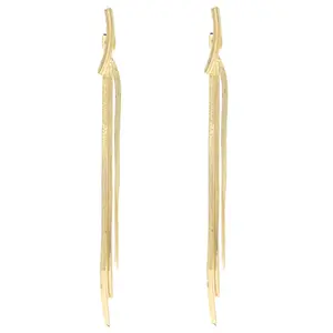 Amy & Annette 14K Gold Drop and Dangle Earrings with Elegant Design and Simple Chain