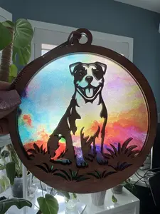 American Bulldog Suncatcher for Sunny Window