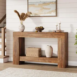 1 PB Frame Entryway Table 120CM Flame Grain, Heavy Duty Table, Rustic Hallway Table