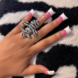 Y2K zebra print XL ring | mcbling trashyy2k jewelry girl jewelry