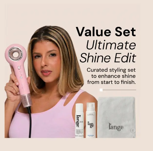 L'ANGE HAIR - Ultimate Shine Edit - Axia HaloRing Hair Dryer • Glass Hair Thermal Blowout Primer • Top Coat Shine Spray • White Hair Wrap, Glow Up, Hair Care Products, Blow Dryer, Hair Styling