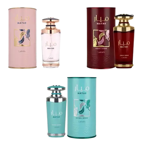 (3pc Bundle Pack) Mayar, Mayar Intense + Mayar Cherry Intense by Lattafa EDP Spray, 3.4oz