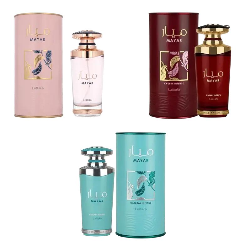 (3pc Bundle Pack) Mayar, Mayar Intense + Mayar Cherry Intense by Lattafa EDP Spray, 3.4oz
