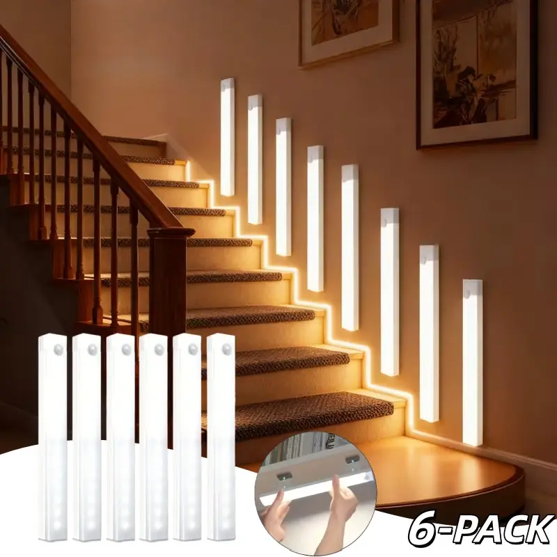 USB Rechargeable Motion-Sensor Night Light, Wireless LED Night Light with Magnetic Attachment, Indoor Lighting, Home Lighting, Multi-functional Light for Wardrobes, Cabinets, Stairs, Led Lighted