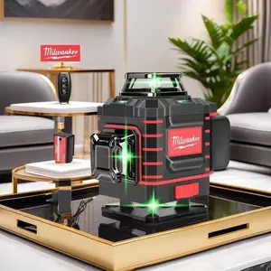 Milwaukee 360° Green Beam Cross Laser Level，Self-Leveling Horizontal Vertical Line，Rechargeable Battery Magnetic Base，Pro&DIY Construction Renovation Hand Tools