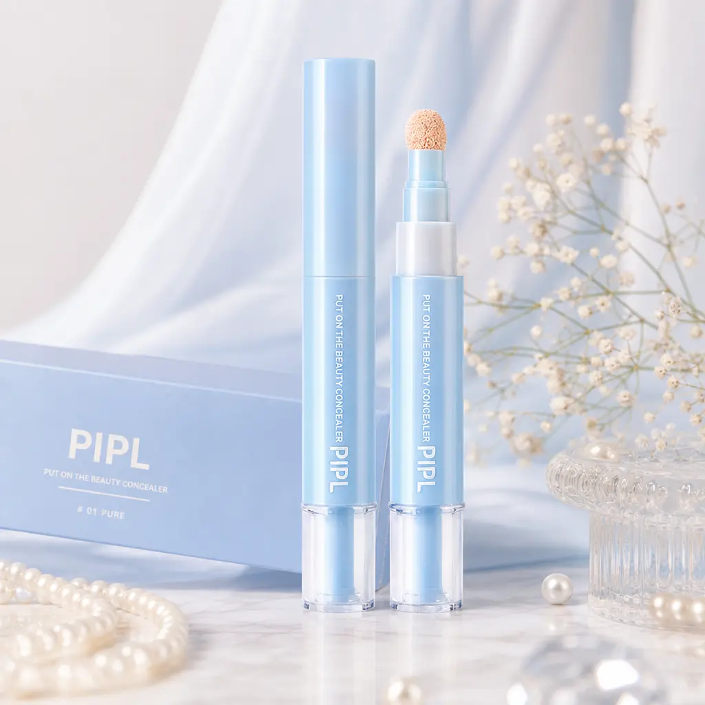 PIPL serum foundation Dual-effect Concealer & Foundation Eye Concealer - 24-hour long-lasting, high-coverage matte finish. Korean pressed powder foundation for a flawless complexion. Covers acne marks, sculpts the nose,Beginner-Friendly.
