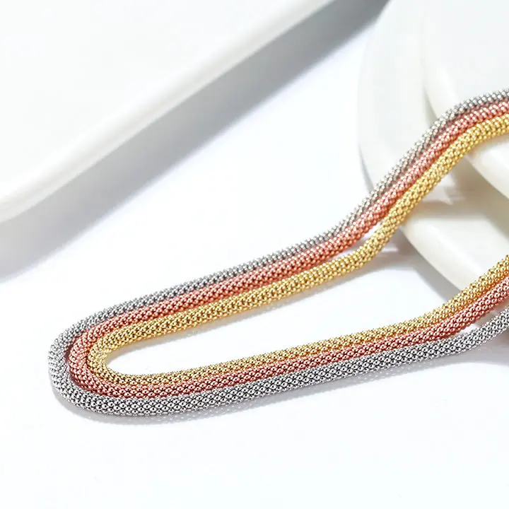 3MM 20IN Real Italian Solid 925 Sterling Silver Popcorn Mesh Chain Necklace