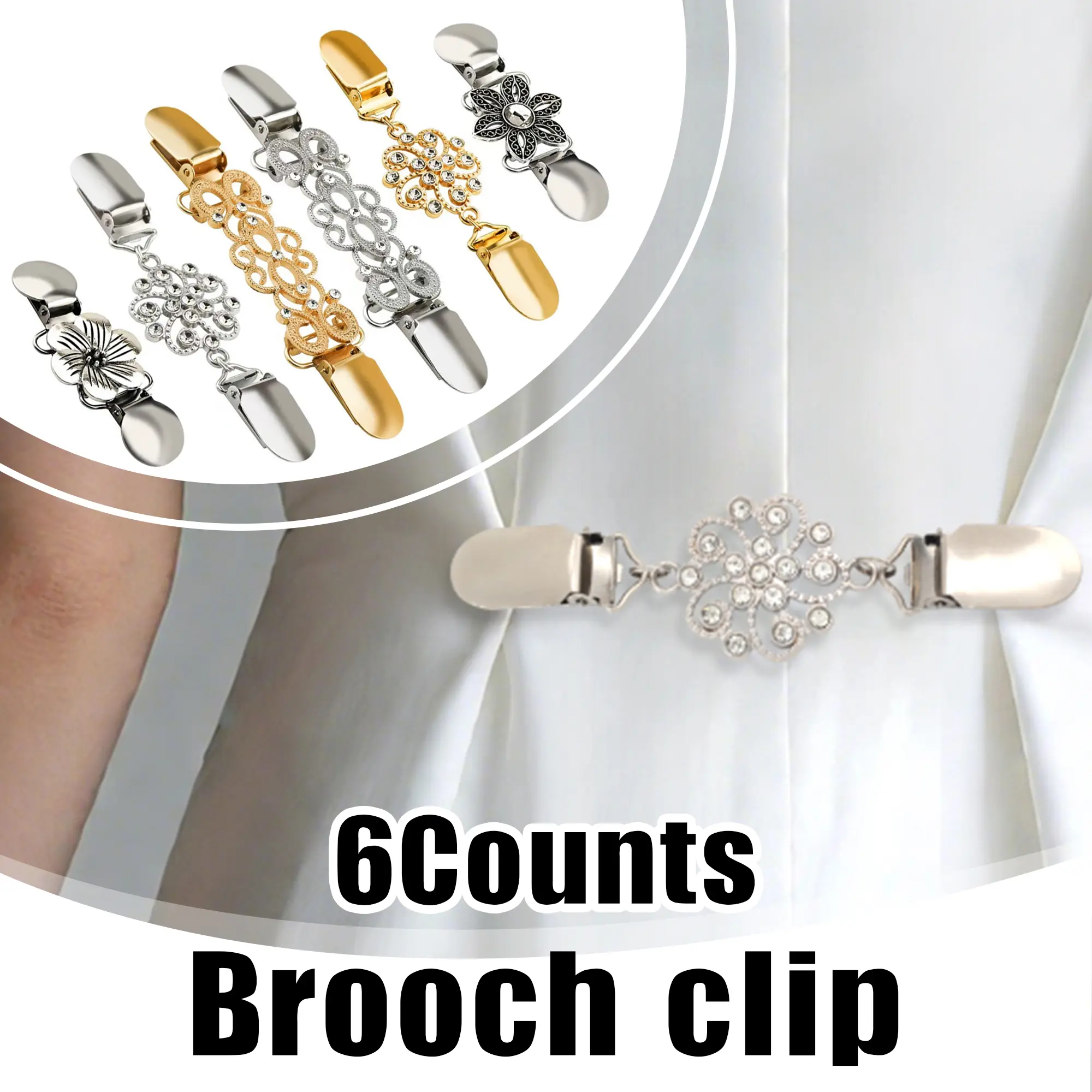 6 Counts Vintage Sweater Shawl Clasps, Metal Fasteners for Cardigans and Dresses