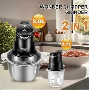 Food Processor, Meat Grinder Electric FoodChopper with 4 Large Sharp Blades for Meat,Fruits, Vegetables, Baby Food, Nuts, 2 Speed,300w