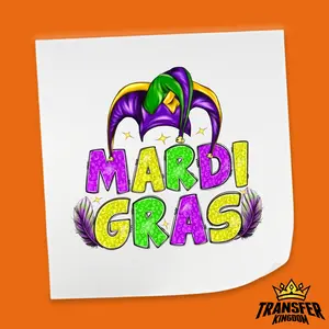 Jester Hat Mardi Gras Lettering - Mardi Gras DTF Heat Transfer Sheet