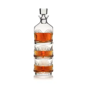 Viski 3-Piece Deco Beau Crystal Stacking Decanter