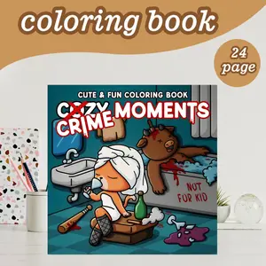 Cute Coloring Book Theme, 24 Bold Stress-Relief Designs, 7.9in X 7.9in Perfect Size, Thick Paper, Original Hand Drawn Art, Gift for Adults Kids Teens