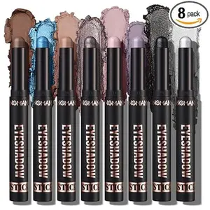 8 PCS Pro Kit Eyeshadow Stick Gift Makeup Set,Matte Earth Color+Bright Metal Color Multifunctional Contour Stick,Waterproof & Long-Lasting Eyeshadow