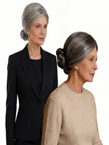 Classic Grey Nana Bun - Old Women's Wig Grandma Grandma Women's Clothing Suitable for All Adult Women, Suitable for Daily Party and Party Dress Up Wig，abuela disfraz mujer wig ﻿