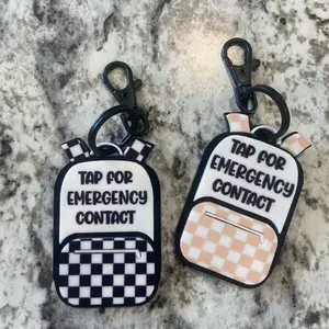 Emergency Contact Backpack Themed Keychain - NFC Tag Keychain