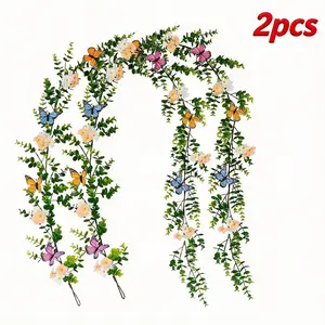 2-Pack Eucalyptus Daisy Butterfly Vine, 5.9 Ft Realistic Color Artificial Plant Decor, Easy Install & Maintain, Perfect for Weddings & Parties