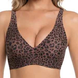 Women Bras Wirefree Full Coverage No Underwire Everyday Bras Comfortable Wireless Leopard print Bra solid color