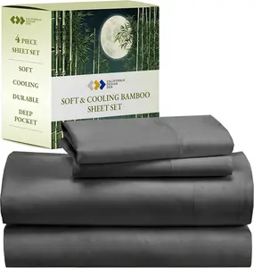 Rayon from Bamboo Sheets Queen Size Bed Luxury Silk Sheets 4 Piece Sheet Set