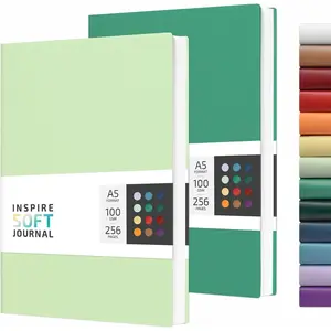 A5 Notebook Soft Cover Journal Lined, Medium Softcover Notebook Vegan Leather Journals for Men Women Writing, Ruled Thick Paper Flexible Junk Diary 256 Pages 2-Pack (Mint-Clover)