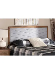 Baxton Studio MG9733-Light Grey-Walnut-King-HB Iden Modern & Contemporary Light Grey Fabric Upholstered & Walnut Brown Finished Wood King Size Headboard