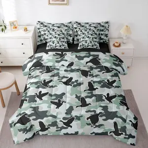 Duck Hunter Camouflage Comforter with Sheet Set 7 Pieces Duck Camo Hunting Bedding Set for Kids Boys Girls Hunting Theme Bed in a Bag Camo Army Bedroom Decor