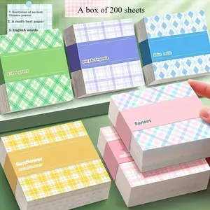 Box of 200 thick sticky notes | 6 series of color sticky notes | very suitable for school and office use | plaid tribal design | Office Supplies