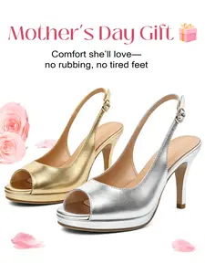 Zamikoo Women's Peep Toe Platform Heels Slingback Dress Pumps 3.5'' Chunky Heel Elegant Party Shoes