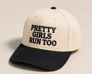 Pretty Girls Run Too Embroidered Hat | Running Hat for Women | Run Club Hat | Runner Girl Gift | Adjustable 5 Panel Cap