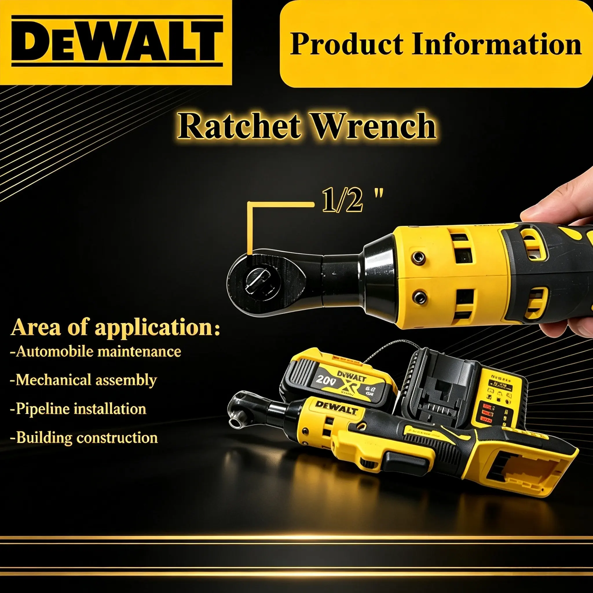 DeWalt DCF512 Battery-Powered Ratchet Tool - Hand Tool for Garage, Workshop Equipment Assembly and Hardware Installation Projects