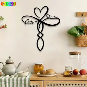 1pc Infinity Heart with Names Metal Wall Art, Custom Name Infinity Heart wall Scupltures Mural, Perfect for Anniversary, Valentines Day Decor, Perfect for Bedroom Living Room Office Decor, Ideal Gift for Personalized Decor Enthusiasts.