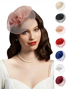 Women's Tea Party Hats Fascano Satin Box Bead Headpieces, Kentucky Derby Cocktail Wedding Bride Gifts, Mini Hats for Women and Girls
