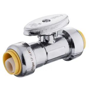 10-Pack 1/2" Push Connect x 1/2" Push Connect Straight Stop Valve, 1/4 Turn (Lead Free)