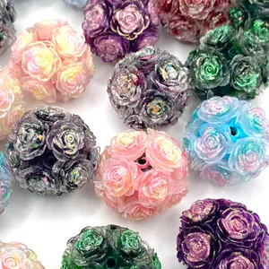 5pcs Glow From Within Fancy Flower Beads - DIY Jewelry Making Supplies Roses Flowers