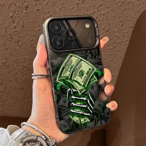 Money Power Trendy Print Phone Case for iPhone 13 to 17 Pro Max Stylish Hip Hop Aesthetic Shockproof Hard Protective Case For Men Daily Use
