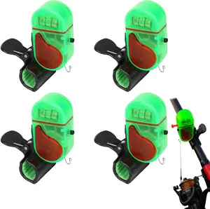 4 Pack Fishing Bite Alarm, Bite Alarms for Fishing Poles, Sensitive Electronic Fish Alarms Indicator, Sound Alert Bell with LED Lights