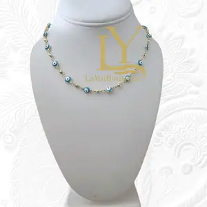 LaYaiBoutique #1593 Turkish Evil Eye Necklace, 14k Gold Plated, High Quality