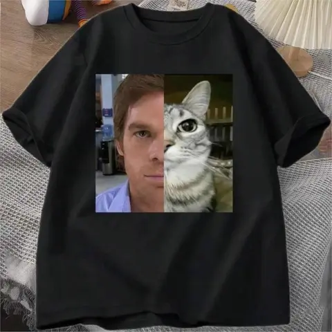 Dexters Morgan Cat T-Shirts Funny Short Sleeve O Neck Tshirt Unisex Streetwear Mens Clothes Harajuku Printed T-Shirt Tops