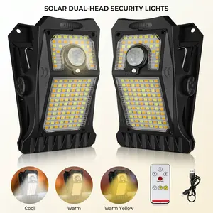 Solar Clip-On Light with 3 Color Modes (White, Warm, Neutral), Remote Control Outdoor Motion Sensor Solar Light, 118 LED IP65 Waterproof Wireless Wall Light, USB Rechargeable, Ideal for Garden Fence, Yard, Camping