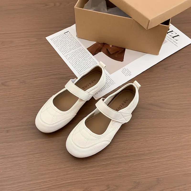 Women's 2026 New-Arrival Summer Mary-Jane Shoes - Silver Ballet Flat Trainers, White Slip-Ons for Dress Matching
