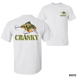 Cranky Camo Crankbait T-Shirt, Fishing Lure Graphic Tee for Anglers, Soft Cotton Blend Shirt, Camo Bass Fishing Humor Apparel for Men, Gift for Crankbait Lovers