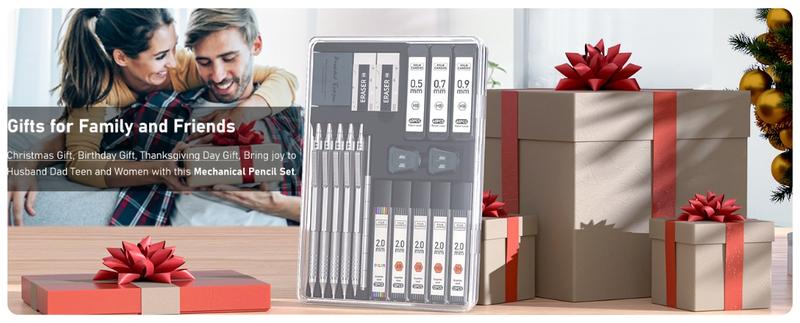 back to school sale!!!Four Candies Metal Mechanical Pencil Set, 3PCS Art Drafting Pencils 0.5, 0.7, 0.9MM & 2PCS 2MM Mechanical Drawing Pencils with 420PCS Leads (4B 2B HB 2H Color) for Writing Sketching Drawing