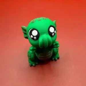 Cute Baby Cthulhu Desk Buddy - 3D Printed Mini Monster Collectible Figure