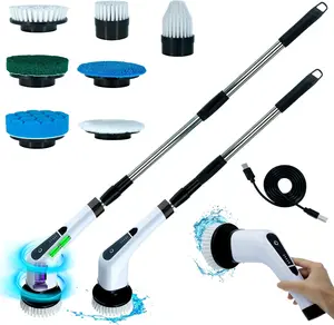 7-Head Cordless Electric Spin Scrubber with Handle, USB Rechargeable Handheld Cleaning Brush, Clean Home Cleaning Tool for Bathtub, Household Appliance, Usb Rechargeable Scrubber