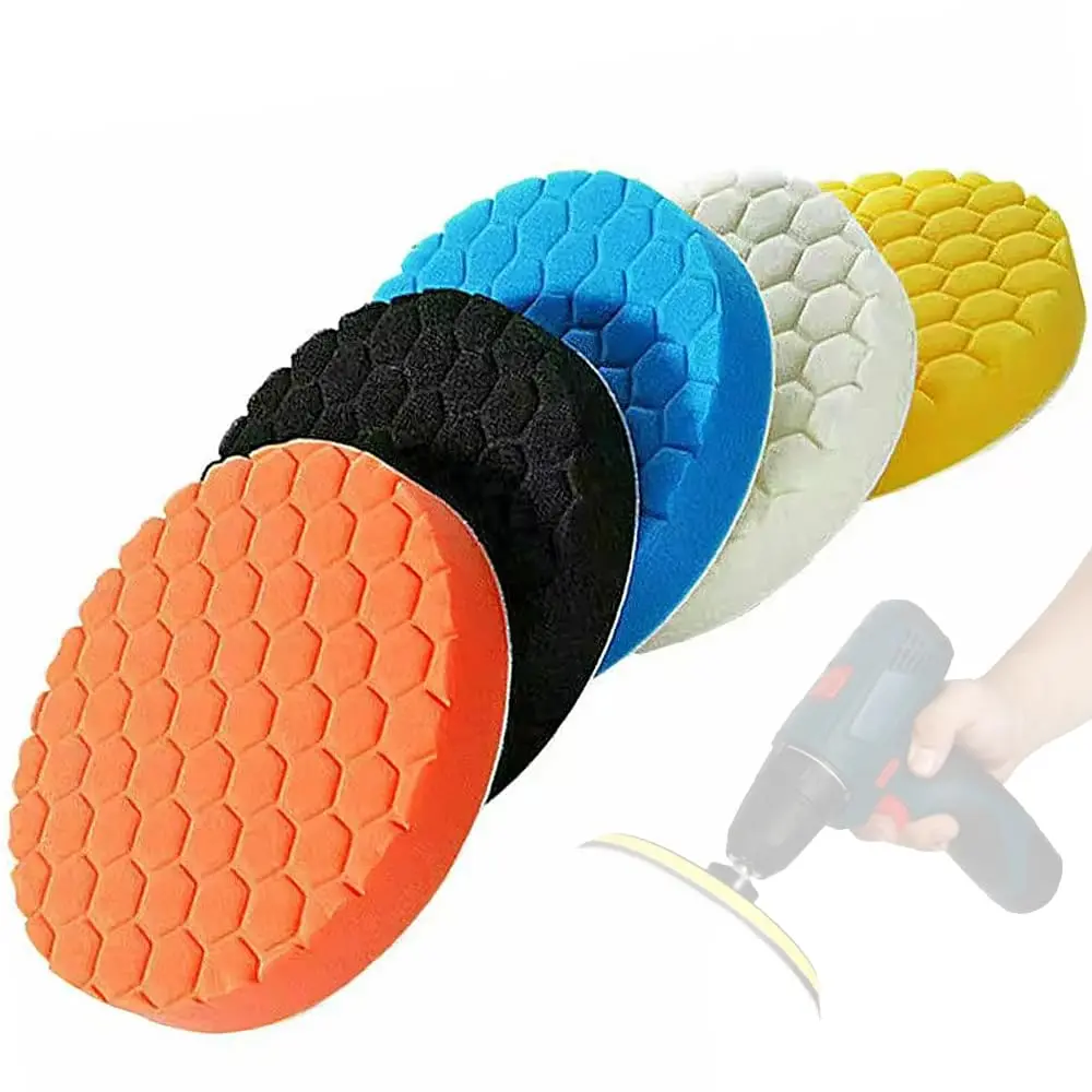 6-Inch  Polishing Pads, 5-  Set - Hook-and-Loop Backing, Heavy to Light Cut for Waxing, Buffing, Scratch Removal, Auto Detailing, and Headlight Restoration - Fits Drill and DA Polishers