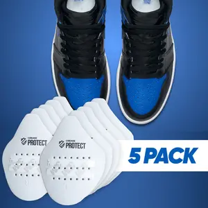 Crease Protect (5) PACK Wrinkle Preventer Shoe and Boot Toe Guards White Shoe Toe Protectors Anti-Wrinkle Forcefield for Sneakers AF1 Protector Creases Set Soft