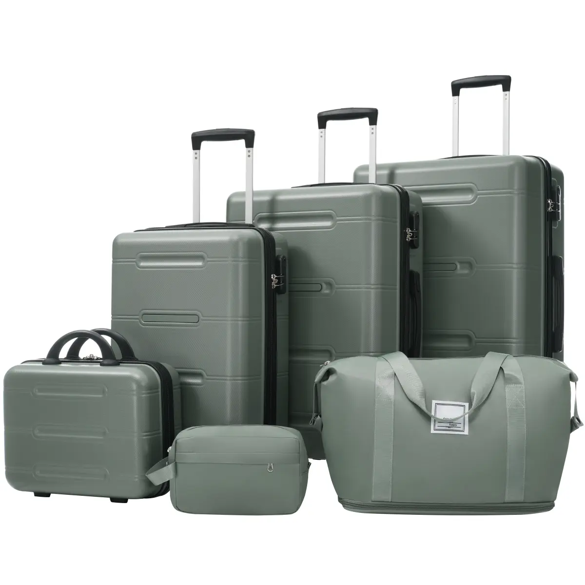 Luggage Sets 6 Piece Lightweight Hardshell Suitcase with Double Spinner Wheels Handle Password Lock,14 IN Cosmetic Case 20/24/28 IN Luggages with Duffel Bag and Toiletry Bag
