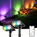 [Halloween Decorations] Linkind Smart Solar Spotlights RGBTW Color Changing Cool Warm White Landscape Lighting APP Control Solar Lights Outdoor IP67 Waterproof for Yard Garden Pathway with AI-Dot App for Customizable Scenes Solar Outside Lights